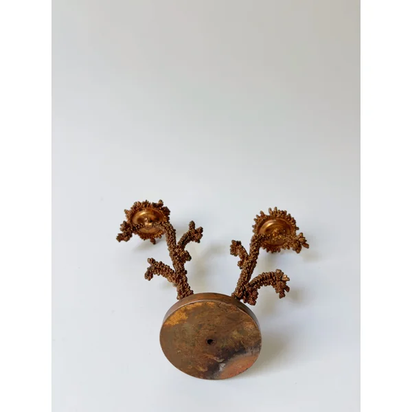 Metal Coral Form Candlestick, Brutalist Folk Art Poland