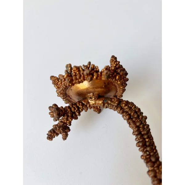 Metal Coral Form Candlestick, Brutalist Folk Art Poland