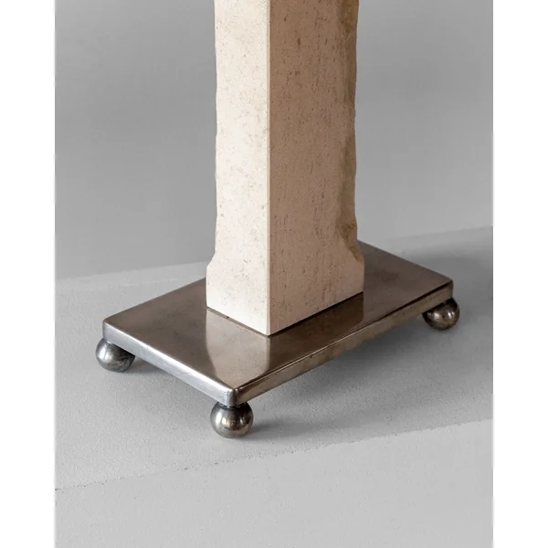Modernist Travertine and Metal Table Lamp