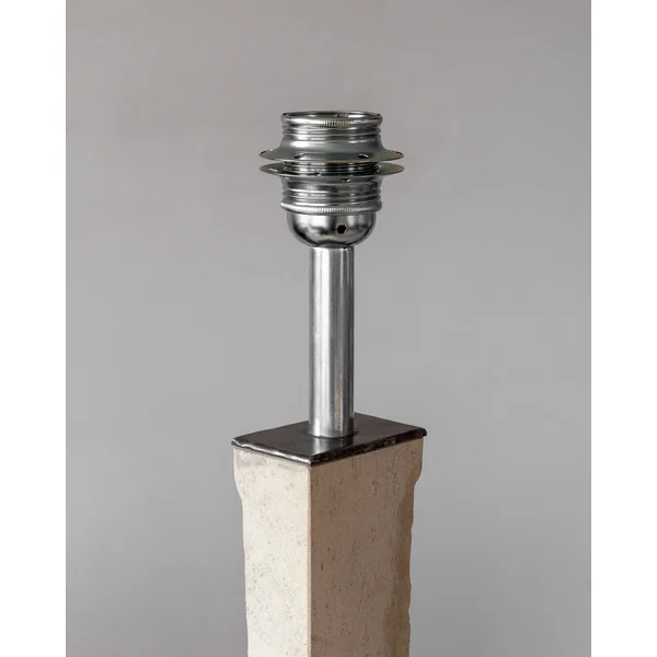 Modernist Travertine and Metal Table Lamp