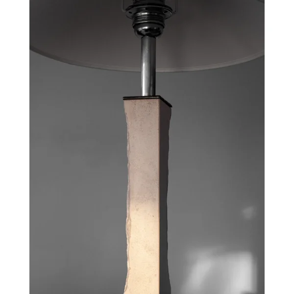 Modernist Travertine and Metal Table Lamp