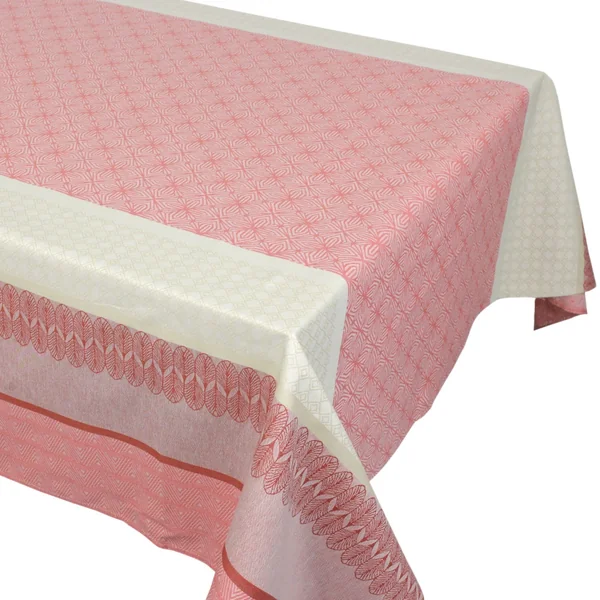 Nappe carrée 170x170 cm Jacquard 100% coton + enduction acrylique CHARLESTON rouge Corail