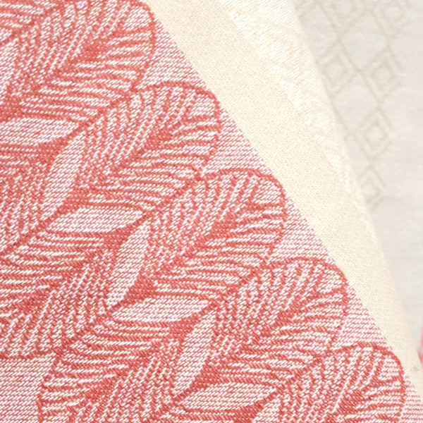 Nappe carrée 170x170 cm Jacquard 100% coton + enduction acrylique CHARLESTON rouge Corail
