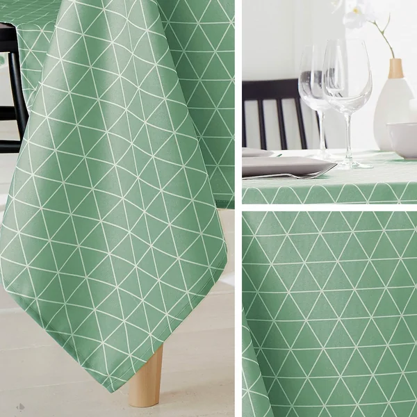 Nappe ovale 180x240 cm imprimée 100% polyester PACO géométrique vert thym