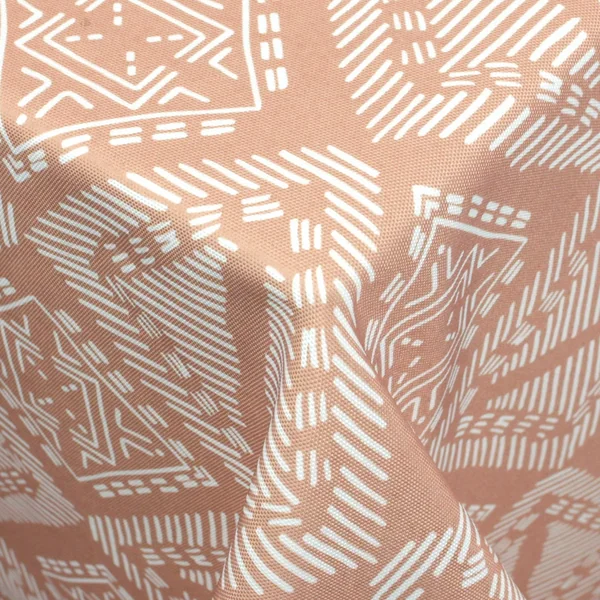 Nappe rectangle 150x200 cm imprimée 100% polyester BOHO géométrique marron sienne