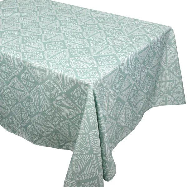 Nappe rectangle 150x200 cm imprimée 100% polyester BOHO géométrique vert sauge