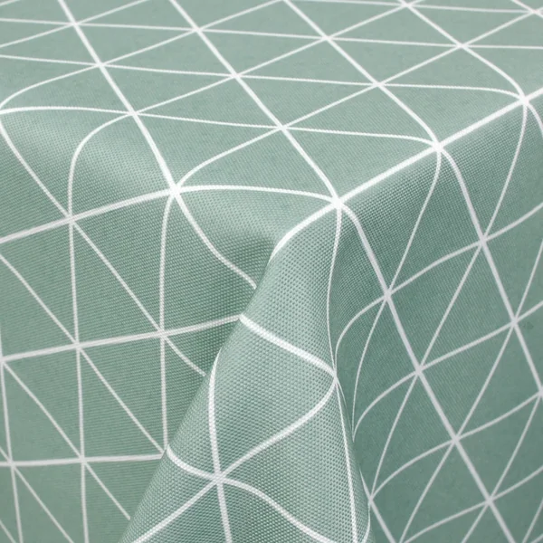 Nappe rectangle 150x200 cm imprimée 100% polyester PACO géométrique vert thym