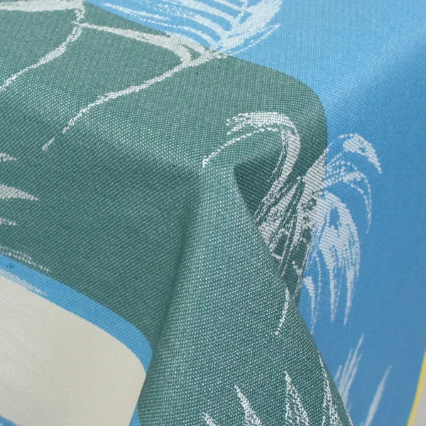 Nappe rectangle 150x200 cm PALMIER bleu lagon Jacquard 100% coton + enduction acrylique