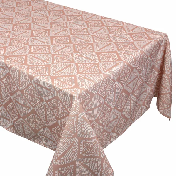 Nappe rectangle 150x250 cm imprimée 100% polyester BOHO géométrique marron sienne