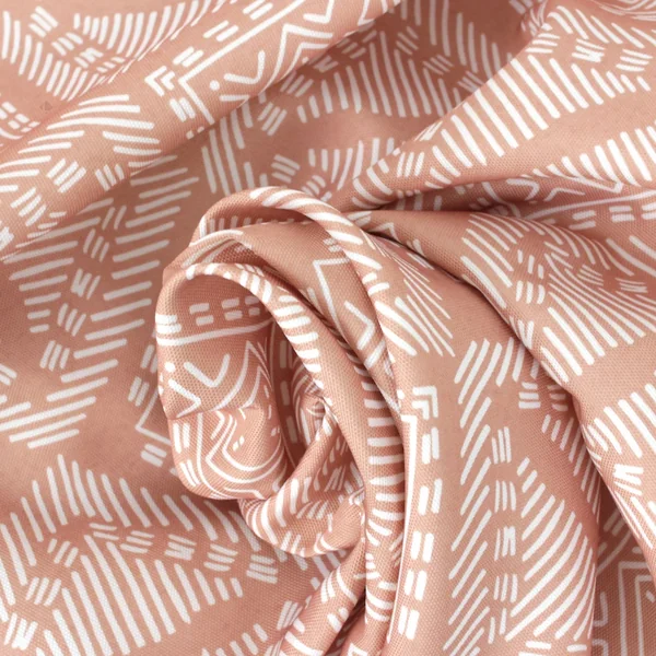 Nappe rectangle 150x300 cm imprimée 100% polyester BOHO géométrique marron sienne