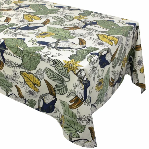 Nappe rectangle 160x200 cm BRESIL vert 100% coton + enduction acrylique
