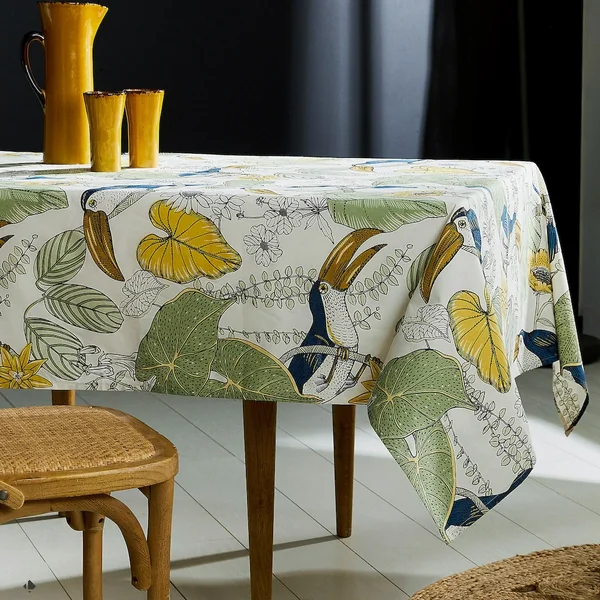 Nappe rectangle 160x200 cm BRESIL vert 100% coton + enduction acrylique
