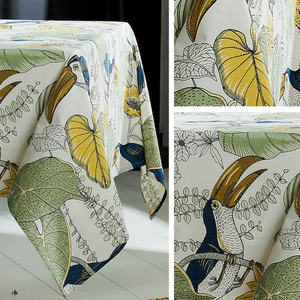 Nappe rectangle 160x200 cm BRESIL vert 100% coton + enduction acrylique