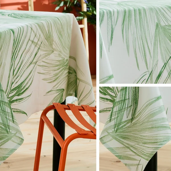 Nappe rectangle 160x300 cm OASIS vert 100% coton + enduction acrylique