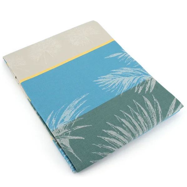 Nappe ronde 170 cm PALMIER bleu lagon Jacquard 100% coton + enduction acrylique