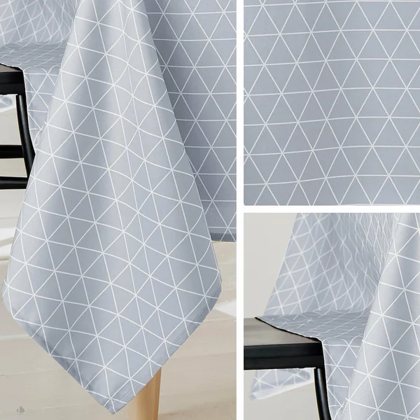 Nappe ronde 180 cm imprimée 100% polyester PACO géométrique bleu nuage