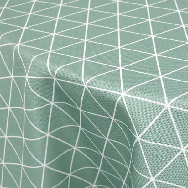 Nappe ronde 180 cm imprimée 100% polyester PACO géométrique vert thym