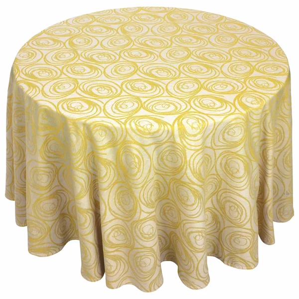 Nappe ronde 180 cm Jacquard 100% coton SPIRALE jaune citron