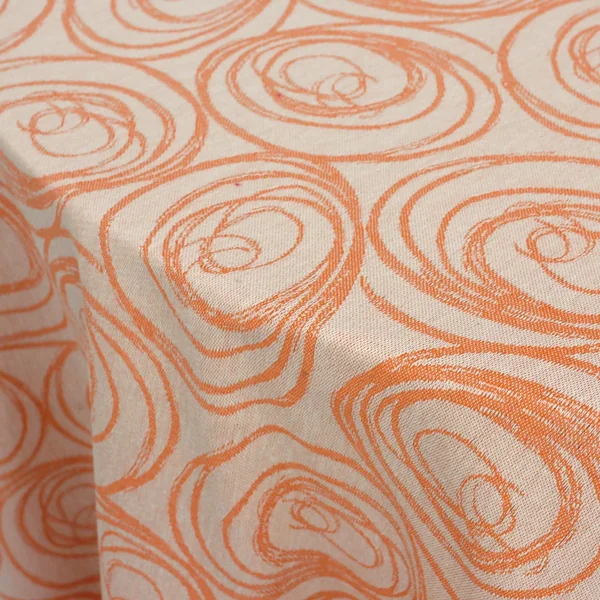 Nappe ronde 180 cm Jacquard 100% coton SPIRALE orange papaye