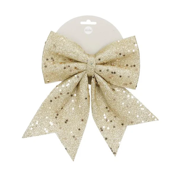Nœud décoratif en tissu champagne - 20 x 24 cm