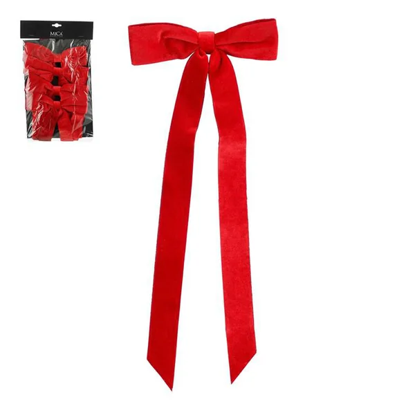 Nœud décoratif en velours rouge - 2 x 19 x 48 cm