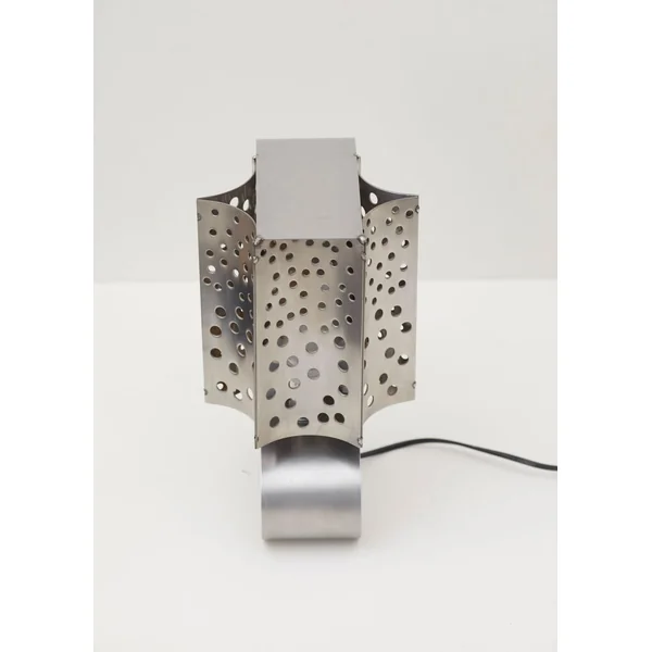 One of a Kind French Artisanal Stainless Steel Table Lamp Vintage Circa 1970