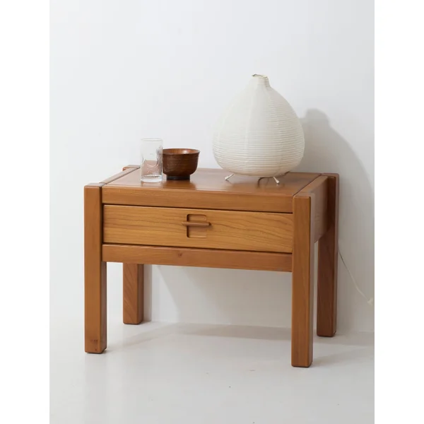 One-drawer Side Table in Wood, France circa 1980