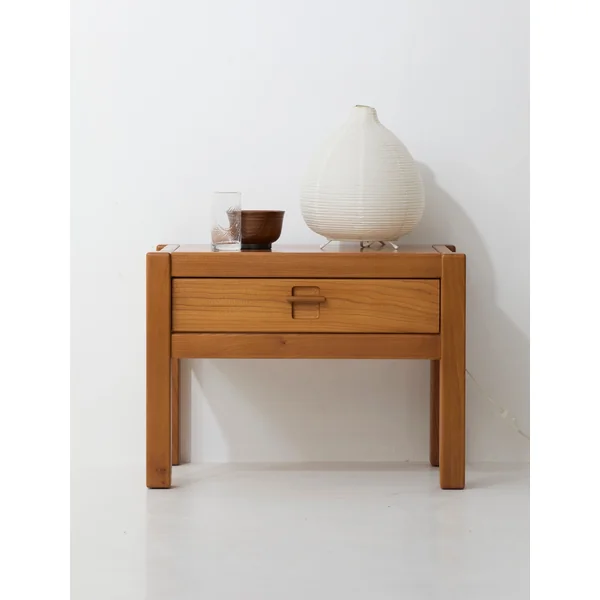 One-drawer Side Table in Wood, France circa 1980