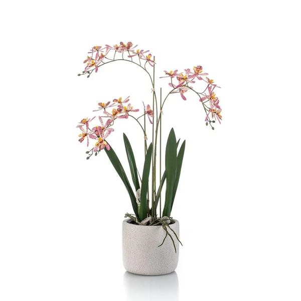 Orchidée artificielle Renanthera rose en pot - Ø 29 x H 56 cm