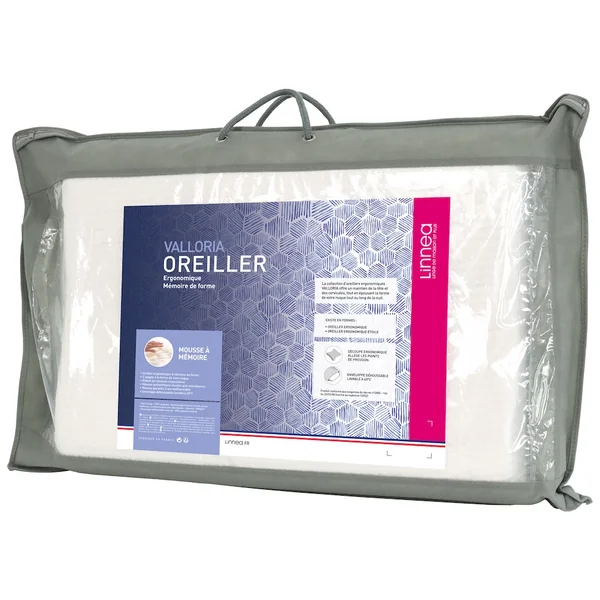 Oreiller ergonomique 55x42 cm VALLORIA mousse à mémoire de forme viscosoja