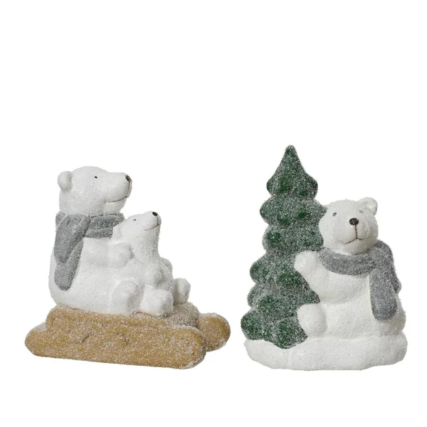 Ours polaire blanc en terre cuite - 6,8 x 12,4 x 12,4 cm