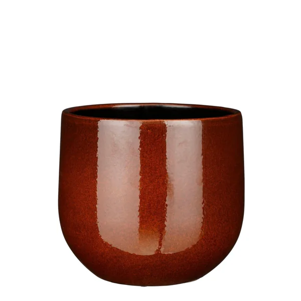 Pablo pot rond coloris marron en céramique - Ø 25 x 20 cm