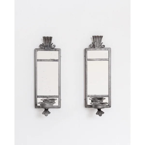 Pair of Art Deco Pewter Candle Sconces by Böhlmarks, Sweden, 1930s