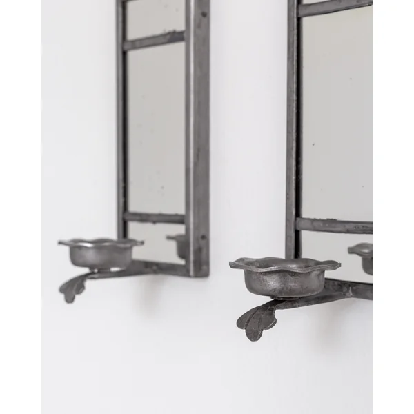 Pair of Art Deco Pewter Candle Sconces by Böhlmarks, Sweden, 1930s
