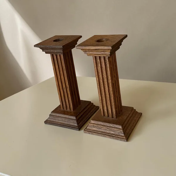 Pair of Dutch Vintage Column Candleholders