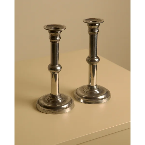 Pair of Italian Metal and Aluminum Candleholdersc80s