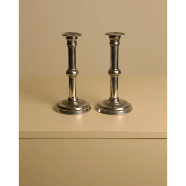 Pair of Italian Metal and Aluminum Candleholdersc80s