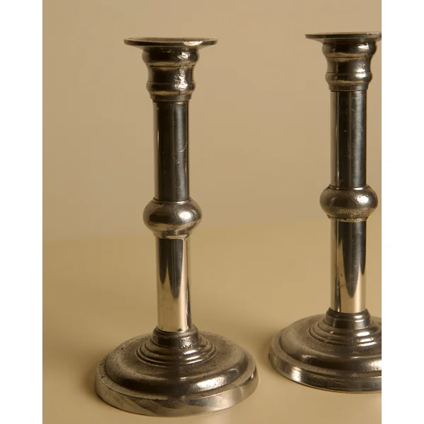Pair of Italian Metal and Aluminum Candleholdersc80s