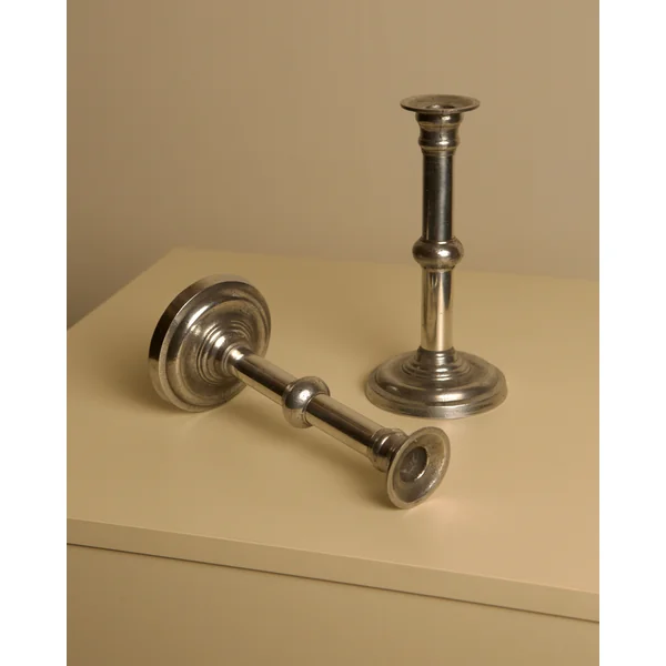Pair of Italian Metal and Aluminum Candleholdersc80s