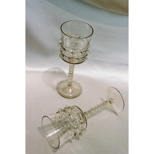 Pair of Mouthblown Wine Glass - Tall Spirals