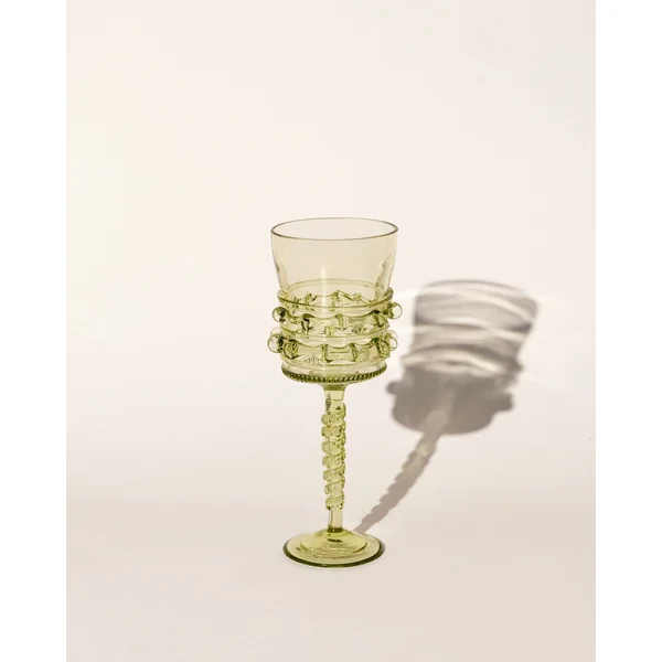 Pair of Mouthblown Wine Glass - Tall Spirals