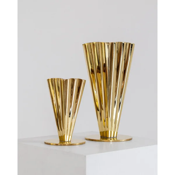 Pair of Scandinavian Modern Brass Vases, 1950s