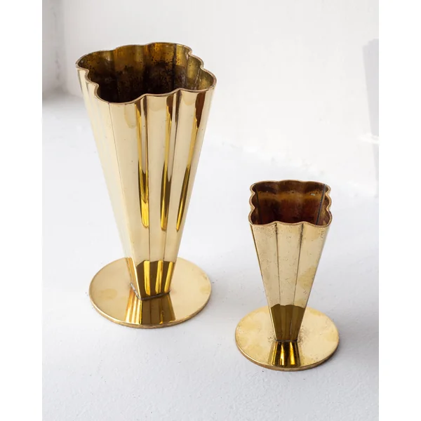 Pair of Scandinavian Modern Brass Vases, 1950s