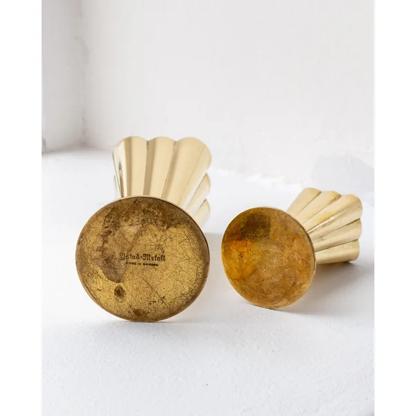 Pair of Scandinavian Modern Brass Vases, 1950s
