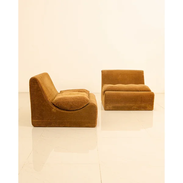 Paire de chauffeuses "Orbis" en velours marron par Luigi Colani pour Cor 60's