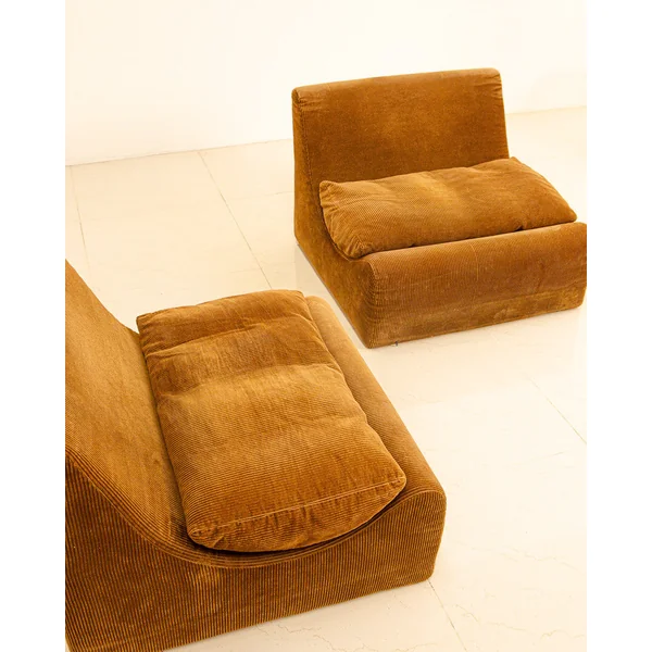Paire de chauffeuses "Orbis" en velours marron par Luigi Colani pour Cor 60's