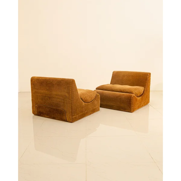 Paire de chauffeuses "Orbis" en velours marron par Luigi Colani pour Cor 60's