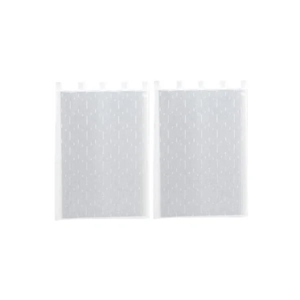Paire de vitrage tamisant étamine à pattes effet fils coupés blanc L.200 x l.70cm Dylrev