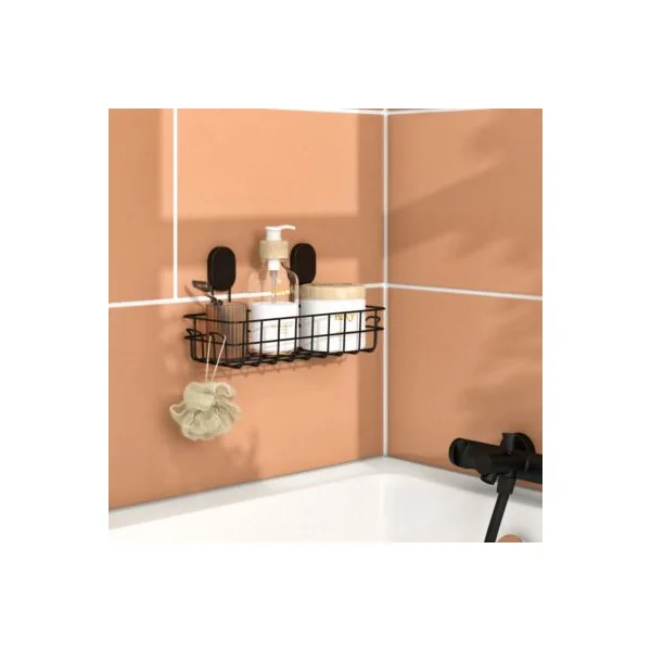 Panier de douche filaire L en acier inoxydable noir Cavally GoodHome