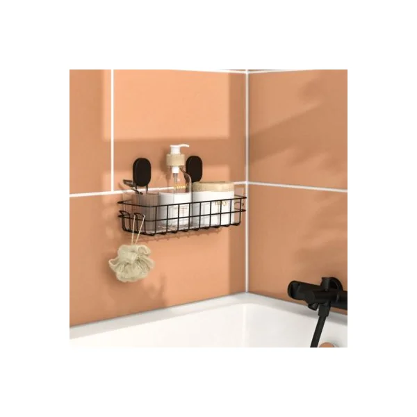 Panier de douche filaire L en acier inoxydable noir Cavally GoodHome